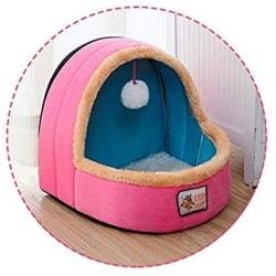 Chenyouwen Pet Beds Great Pet Dog Cat Warm Soft Bed Pet Cushion Dog Kennel Cat Castle Foldable Puppy House with Toy Ball, Size:L(Camel Color) (Color : Pink)