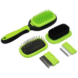 Hcpet Dog & Cat Brush Pet Grooming - Self Cleaning Slicker Brush, Pet Brush for Shedding and Deshedding Tool – Your Dog or Cat Will Love Being Brushed with The Grooming Brush – Gently Removes Loose Undercoat (Green-Comb)