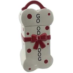 Comfy Hour 9'' Bone Shape Dog Food Storage Jar with Lid, Red and White