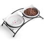 Y YHY Cat Food Bowls, Raised Cat Bowls for Food and Water, Ceramic Cat Bowls Elevated, Cat Dishes for Cat or Small Dogs,12 Ounces, Cute Cat Design, Dishwasher Safe