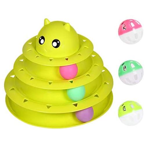 UPSKY Cat Toy Roller 3-Level Turntable Cat Toy Balls with Six Colorful Balls Interactive Kitten Fun Mental Physical Exercise Puzzle Toys.