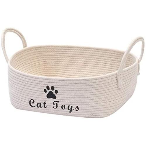 Geyecete Dog/Cat Dog Toy Basket Storage Cotton Rope Storage Basket Pet/Doy Toy Box Dog Storage Basket Basket Dog Toy Storage Basket-Cat