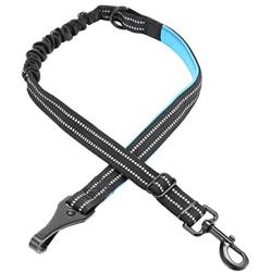 JHMY 1 Packs Dog Seatbelt, Adjustable Dog Leash with Latch Bar Attachment, Car Safety Belt for Medium and Large Dog, Reflective and Heavy Duty Hardware Including Tangle-Free Swivel Attachment.