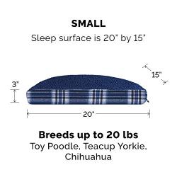 Furhaven Pet Dog Bed - Deluxe Terry and Plaid Flannel Pillow Cushion Traditional Mattress Pet Bed with Removable Cover for Dogs and Cats, Midnight Blue, Small