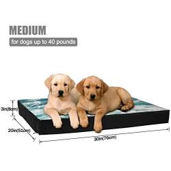 Blue Ocean Waves, Large Dog Bed for Small, Medium, Large Dogs/Cats Up to 65 Lbs, Thick Mattress with Removable Washable Cover and Waterproof Lining