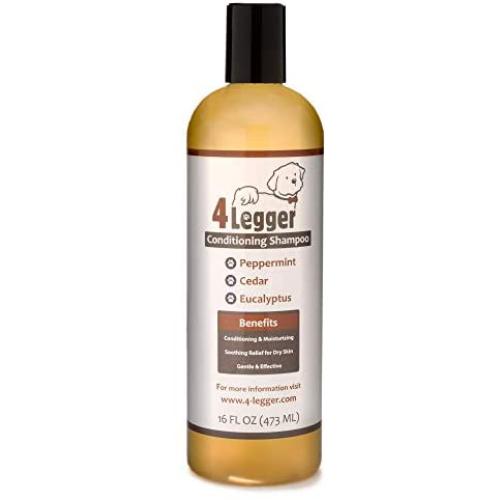 4Legger Organic Dog Shampoo and Conditioner: All Natural Cedar Dog Shampoo with Peppermint, Eucalyptus Essential Oil and Aloe for Normal, Dry Itchy Skin, Hot Spots, Odor - USA - 16 oz