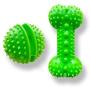 Hide a Treat Ball and Bone Treat Dispenser Toy for Dogs 2pc Ball/Bone Bundle (Green)