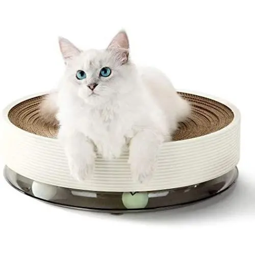 HIPIPET Cat Scratcher Pad for Indoor Cats Scratching Post with 3-in-1 Cat Toys Balls Round Cat Scratcher Cardboard Bed for Large Cats and Kitten HIPIPET Cat Scratcher Pad for Indoor Cats Scratching Post with 3-in-1 Cat Toys Balls Round Cat Scratcher Cardboard Bed for Large Cats and Kitten
