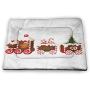 DayDayFun Christmas Dog Mat Train with Gingerbread Cream Candy Cartoon Toys Snowflakes Presents Pet Mats for Food and Water White Brown Vermilion