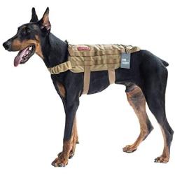 OneTigris Tactical Dog Training Vest Harness with Mesh Padding and Two Handles (Coyote Brown - Upgraded Version, L / 49cm)
