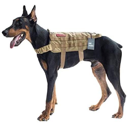OneTigris Tactical Dog Training Vest Harness with Mesh Padding and Two Handles (Coyote Brown - Upgraded Version, L / 49cm)