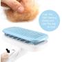 LEWARM Slicker Brush for Short Haired Dogs and Cats Angled Bristles with Particles Self Cleaning Pet Grooming Comb Set with Bath Massage Brush and Chewing Rope Toy