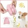 PetsHome Dog Poop Bag Holder Cute Plush Dispenser with Leash/Bag Clip and 1 Roll (15 Dog Poop Bags) Pink