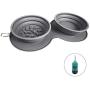 Rainteam Portable Collapsible Travel Dog Bowl, Outdoor Double Bowl Design with Slow Feeder Bowl and Water Bowl, Non-Slip, Anti-tip and No-Spill
