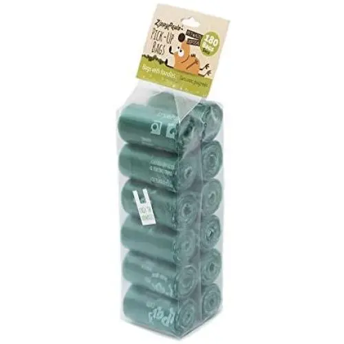 ZippyPaws - Dog Poop Pick-Up Bags, Replacement Rolls, Large Strong Waste Bags with Easy-Tie Handles, Measures 14.5 Inch by 5.5 Inch - Green, 180 Count ZippyPaws - Dog Poop Pick-Up Bags, Replacement Rolls, Large Strong Waste Bags with Easy-Tie Handles, Measures 14.5 Inch by 5.5 Inch - Green, 180 Count