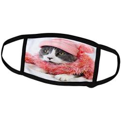 3dRose Sven Herkenrath Animal - Funny Cat with Pink Clothes Cool Kitten Pet Animal - Face Masks (fm_254194_3)