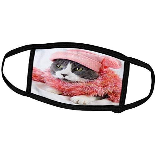 3dRose Sven Herkenrath Animal - Funny Cat with Pink Clothes Cool Kitten Pet Animal - Face Masks (fm_254194_3)