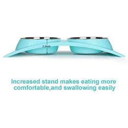 nonbrand Paragon Double Small Dog Bowls Premium Stainless Steel Food and Water Bowls for Cats, Dual Use pet Feeder with Stand Free The Neck for Small Dogs & Cats