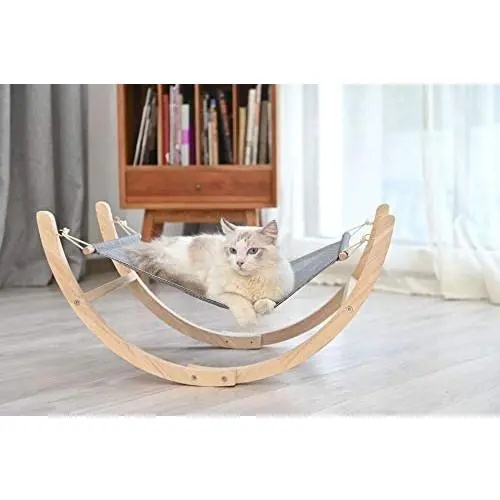 BEELIKE Cat Hammock Toys Kitten Swing House Bed Wooden Rocking Chair Toys BEELIKE Cat Hammock Toys Kitten Swing House Bed Wooden Rocking Chair Toys
