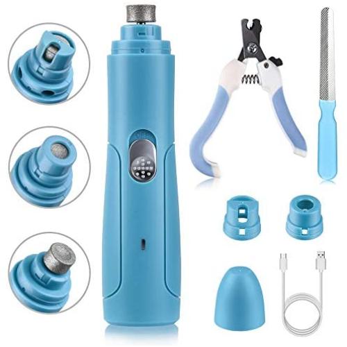 AUSHEN Dog Nail Grinder, Dog Nail Trimmer Clippers Electric Pet Nail Grinder Professional Rechargeable Low Noise Painless Paws Grooming for Small Medium Large Breed Dogs and Cats
