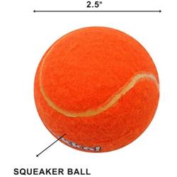 SCIROKKO 12 Pack Dog Squeaky Tennis Balls - Attractive Orange Pet Dog Chew Toys Set for Playing Fetching Training, 2.5 inches