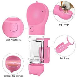 ROYALITA Dog Water Bottle 10oz with Drinking Feeder, Shovel and Garbage Bag Holder, Leak Proof Portable for Walking, Hiking and Traveling
