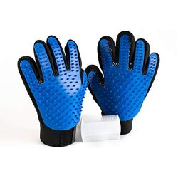 RoyalPups Pet Grooming Gloves Complete with a Bonus Comb Silicone, Blue
