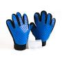 RoyalPups Pet Grooming Gloves Complete with a Bonus Comb Silicone, Blue