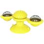 AOT 4 PCS Windmill Cat Toy Interactive Turntable with Suction Cup and Soft Silicone Scratch Brush,with Bells & EVA Balls for Kitten,Kitty Relieves Boredom,(7 pcs) Kitten Plaything Yellow