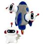 Modern Wave - Squeaky Plush Dog Toy - Interactive Hide and Seek Squirrel Type Puzzle Toy for Dogs, Small Size (Rocketship and Robots)