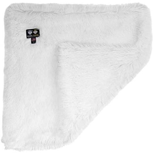 Bessie and Barnie Snow White Luxury Shag Ultra Plush Faux Fur Pet, Dog, Cat, Puppy Super Soft Reversible Blanket (Multiple Sizes), SM - 24'' x 24''