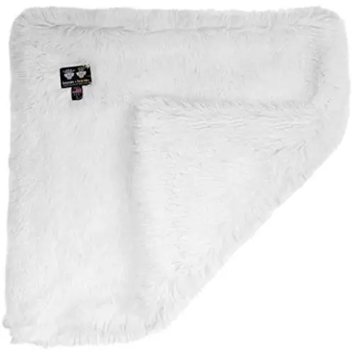 Bessie and Barnie Snow White Luxury Shag Ultra Plush Faux Fur Pet, Dog, Cat, Puppy Super Soft Reversible Blanket (Multiple Sizes), SM - 24'' x 24''