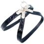 Luxury Black Real Leather Dog Harness for Toy Breeds with Stud X-Small. Fits for 10''-14'' Chest.