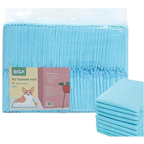 BIGA Pet Training Mat Non-Slip Leak Free Pee Pads with Regular Absorbency for Dogs Puppy Potty 80 Counts Total 23.6''x23.6''