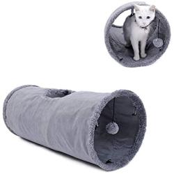 YUNDING Pet Cat Tunnel Pet Tube Collapsible Pet Tunnel Interactive Play Toy with Peekaboo Holes Toy Ball for Cat Puppy Kitty Kitten Rabbit(Size:S)