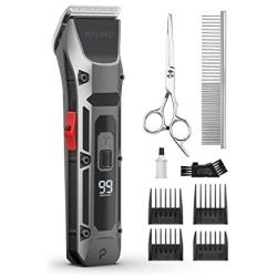 PETLIBRO Dog Clippers, LCD Display Dog Hair Grooming Clippers Kit with Low Power Indicator, Low Noise USB Rechargeable Cordless Electric Pets Hair Clippers for Dogs Cats Pets