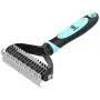 VavoPaw Pet Dematting Comb, Stainless Steel Grooming Dematting Rake Comb Grooming Deshedding Comb Tool for Dogs Cats, Removing Loose Undercoats, Mats, Tangled Hairs and Knots, Black + Blue VavoPaw Pet Dematting Comb, Stainless Steel Grooming Dematting Rake Comb Grooming Deshedding Comb Tool for Dogs Cats, Removing Loose Undercoats, Mats, Tangled Hairs and Knots, Black + Blue