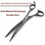 7.0in Titanium Professional Dog Grooming Scissors Set,Straight & Thinning & Curved Scissors 4pcs Set for Dog Grooming (Bright Black)
