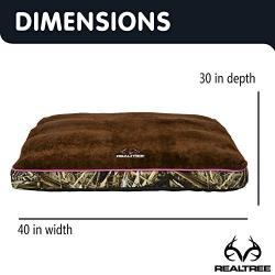 Realtree Camo Deluxe Gusseted Cushion Orthopedic Memory Foam Dog Bed with Accent Piping