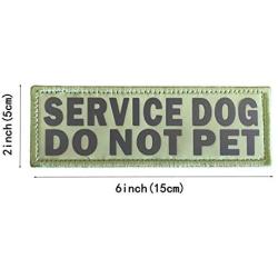 jujupups Glow in Dark and Reflective Dog Patches， Service Dog ，in Training， do not Pet， Tags for Hook and Loop Patches Vests and Harnesses (Service Dog DO NOT PET, 6X2 inch)