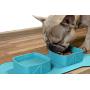 Wonderfur - Collapsible Dog Bowl, Foldable Travel Pet Double Expandable Large Feeding Mat Cup Dish Portable Cat Feeder Rolling Non Slip No Skid Silicone Bowl