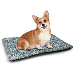 DayDayFun Geometric Pet Bed Ancestral Middle East Inspired Square Shapes with Diagonal Alignment Monochrome Easy-to-Clean Pet Mat Grey Beige