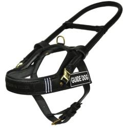 Dean and Tyler Guide Brass Hardware Leather Dog Harness, Black/Reflective, Medium - Fits Girth: 25-Inch to 31-Inch, Chest Size: 22-Inch