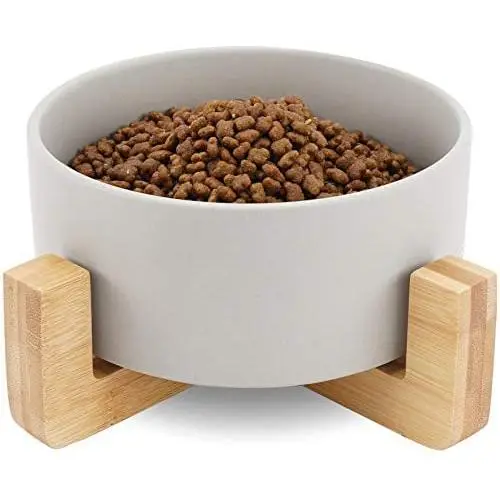 WANTRYAPET Ceramic Raised Cat Dog Bowls, Elevated Food Water Dog Feeder, Bamboo Stand with 4 Anti-Slip Stick Pad, Protect Neck Joints Pet Feeding Bowls WANTRYAPET Ceramic Raised Cat Dog Bowls, Elevated Food Water Dog Feeder, Bamboo Stand with 4 Anti-Slip Stick Pad, Protect Neck Joints Pet Feeding Bowls
