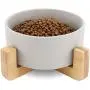 WANTRYAPET Ceramic Raised Cat Dog Bowls, Elevated Food Water Dog Feeder, Bamboo Stand with 4 Anti-Slip Stick Pad, Protect Neck Joints Pet Feeding Bowls WANTRYAPET Ceramic Raised Cat Dog Bowls, Elevated Food Water Dog Feeder, Bamboo Stand with 4 Anti-Slip Stick Pad, Protect Neck Joints Pet Feeding Bowls