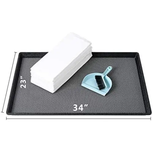 MEEXPAWS Large Pee Pads for Dogs and Puppy(35×24in), Pee Pads Holder, Dog Training Pads with Dog Litter Box, Soft Plastic Grid for Paws, Cleaning Kits (25 Count)