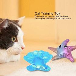 Hffheer 4Pcs Cat Toy Cute Starfish Shape Cat Toy Seashell Shape Cat Toy Canip Toy Cat Grinding Claw Toys Set Pet Interactive Toy for Cat Kitten