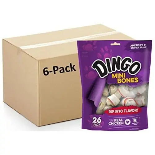 Dingo Mini Bones Rawhide for Dogs, Dog Chews Made with Real Chicken Dingo Mini Bones Rawhide for Dogs, Dog Chews Made with Real Chicken