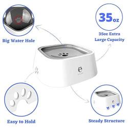 ELSPET Dog Water Bowl Dispenser - Spill Proof or No Spill Slow Water Feeder, Dripless, Automatic and Anti-Splash, Vehicle Carried Travel Animal Pet Bowls for Dogs/Cats - No Wet Mess, Easy to Clean