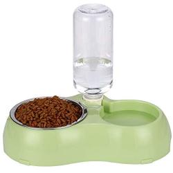 THEMART Double Dog Cat Bowls Premium Stainless Steel Pet Bowls No-Spill Resin Station, Pet Food Water Feeder with Automatic Water Bottle